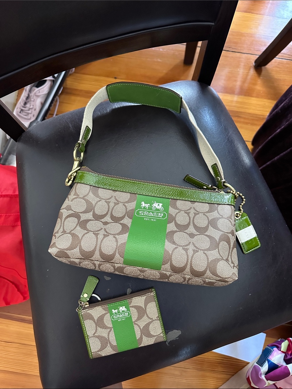 Coach vintage Signature Jacquard shoulder bag with matching wallet set